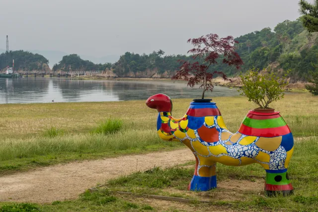 Art near Gotanji Beach in Benesse Park