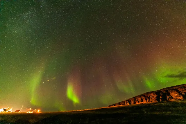 Colorful northern lights over Ekkerøy